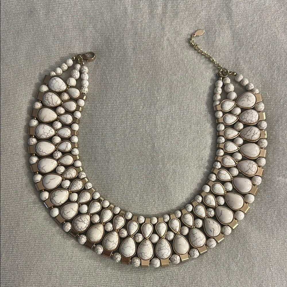 Aldo White and Gold Crescent Necklace